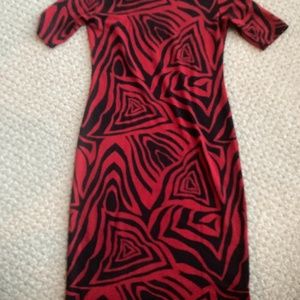Red and black patterned dress